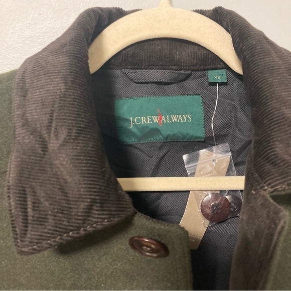 NWT J. Crew Always Army Green brown corduroy collar wool bran jacket chore coat - Picture 6 of 7